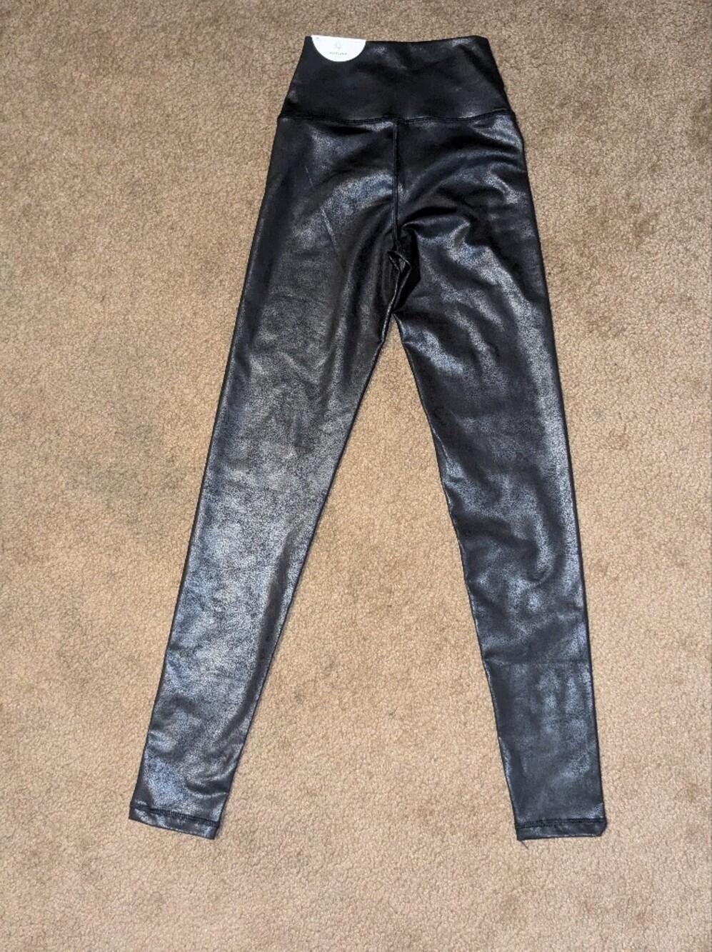 aerie Black Shiny Coated Leggings
